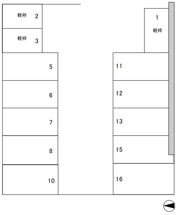 向陽台№1モータープールの駐車配置図