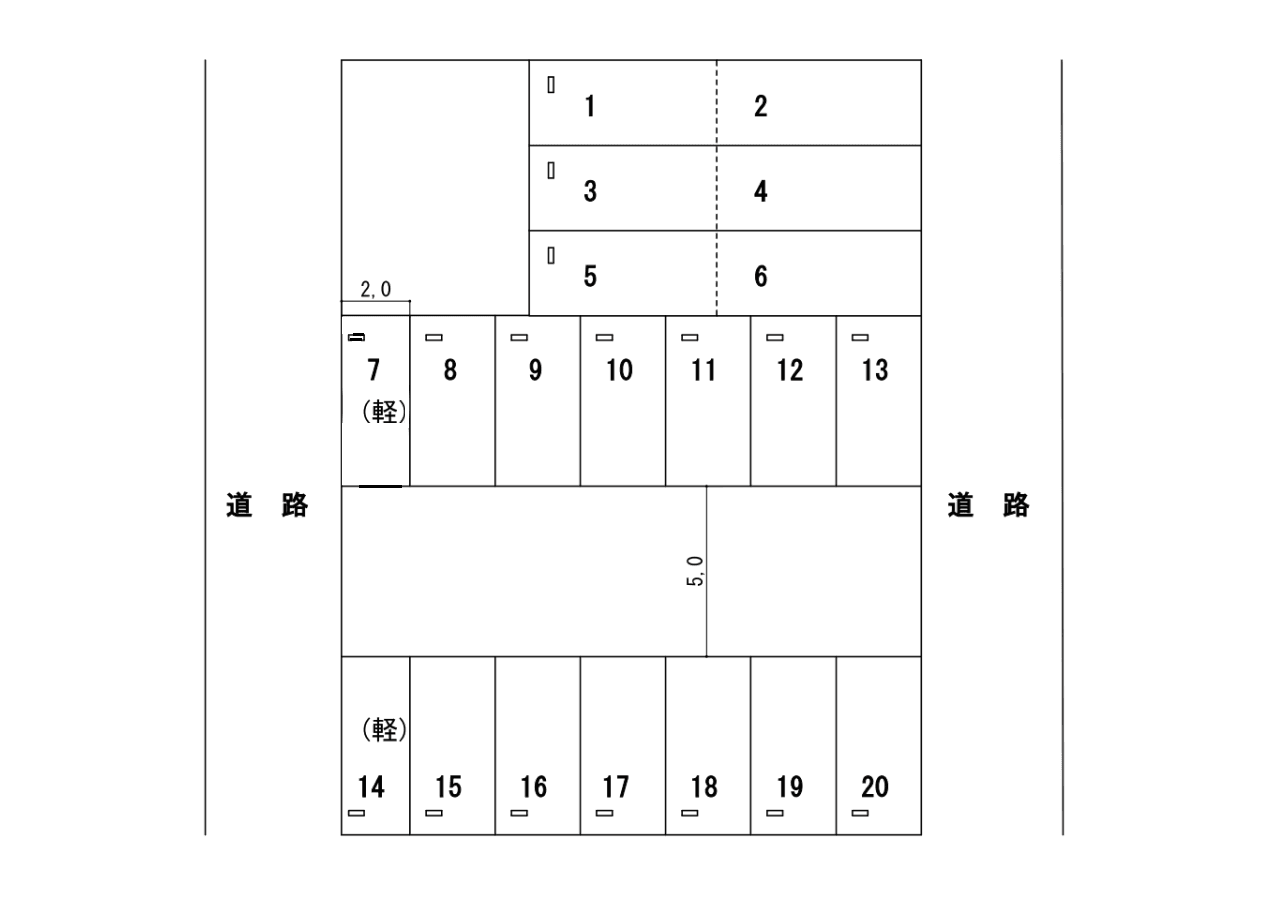 千波町第1駐車場の駐車配置図