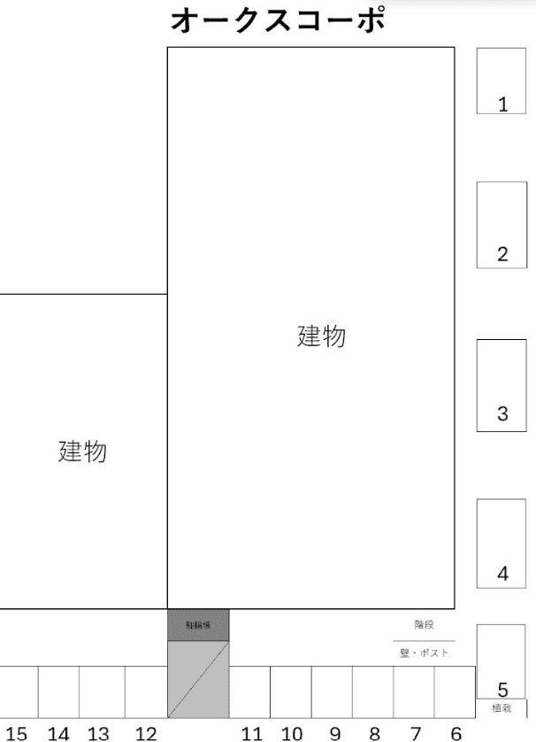 オークスコーポの駐車配置図