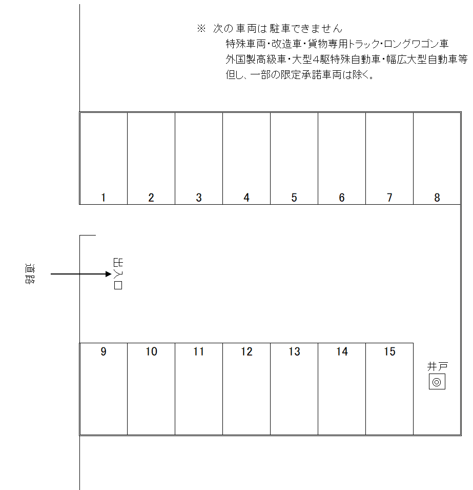 西片江駐車場の駐車配置図