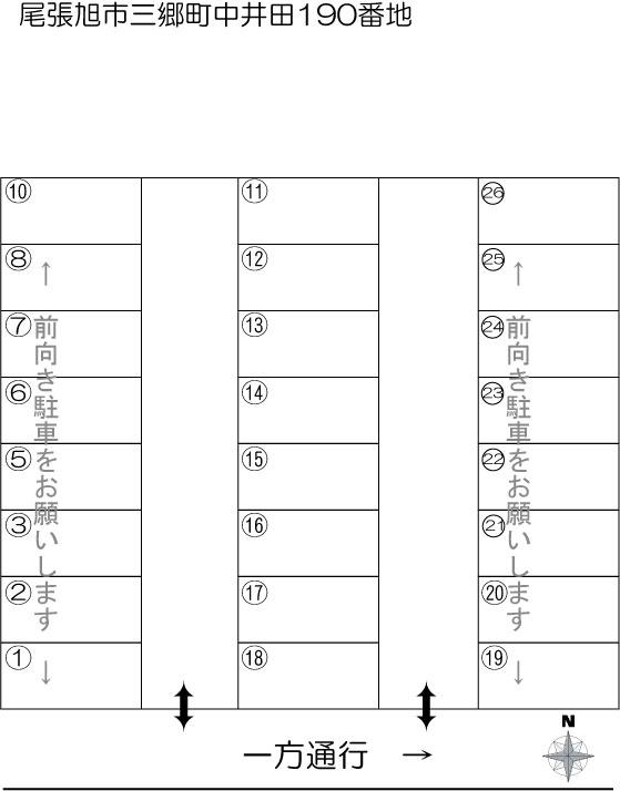 三郷町中井田(大竹)駐車場の駐車配置図