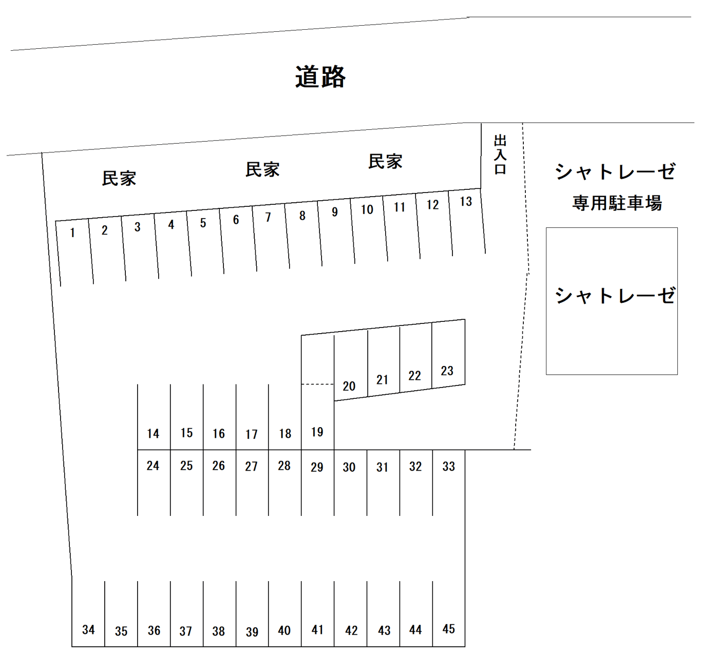日産前駐車場の駐車配置図