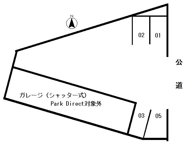 忠内貸ガレージ・駐車場の駐車配置図