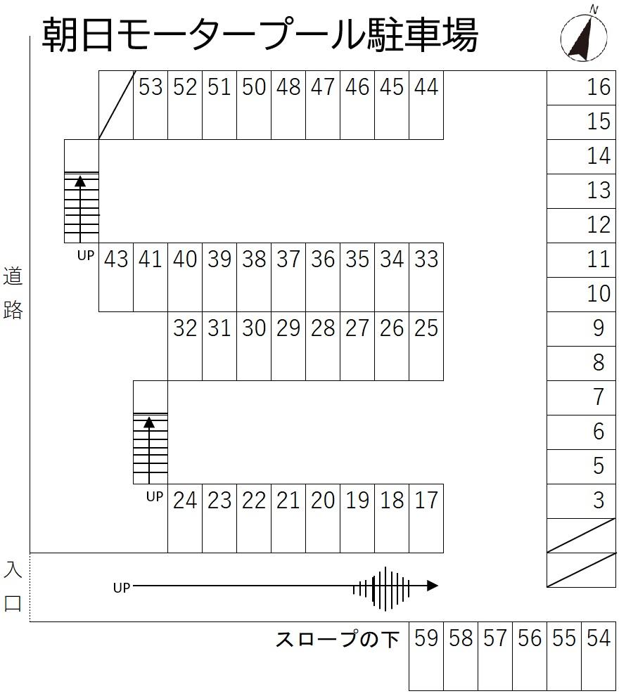 朝日モータープール駐車場の駐車配置図