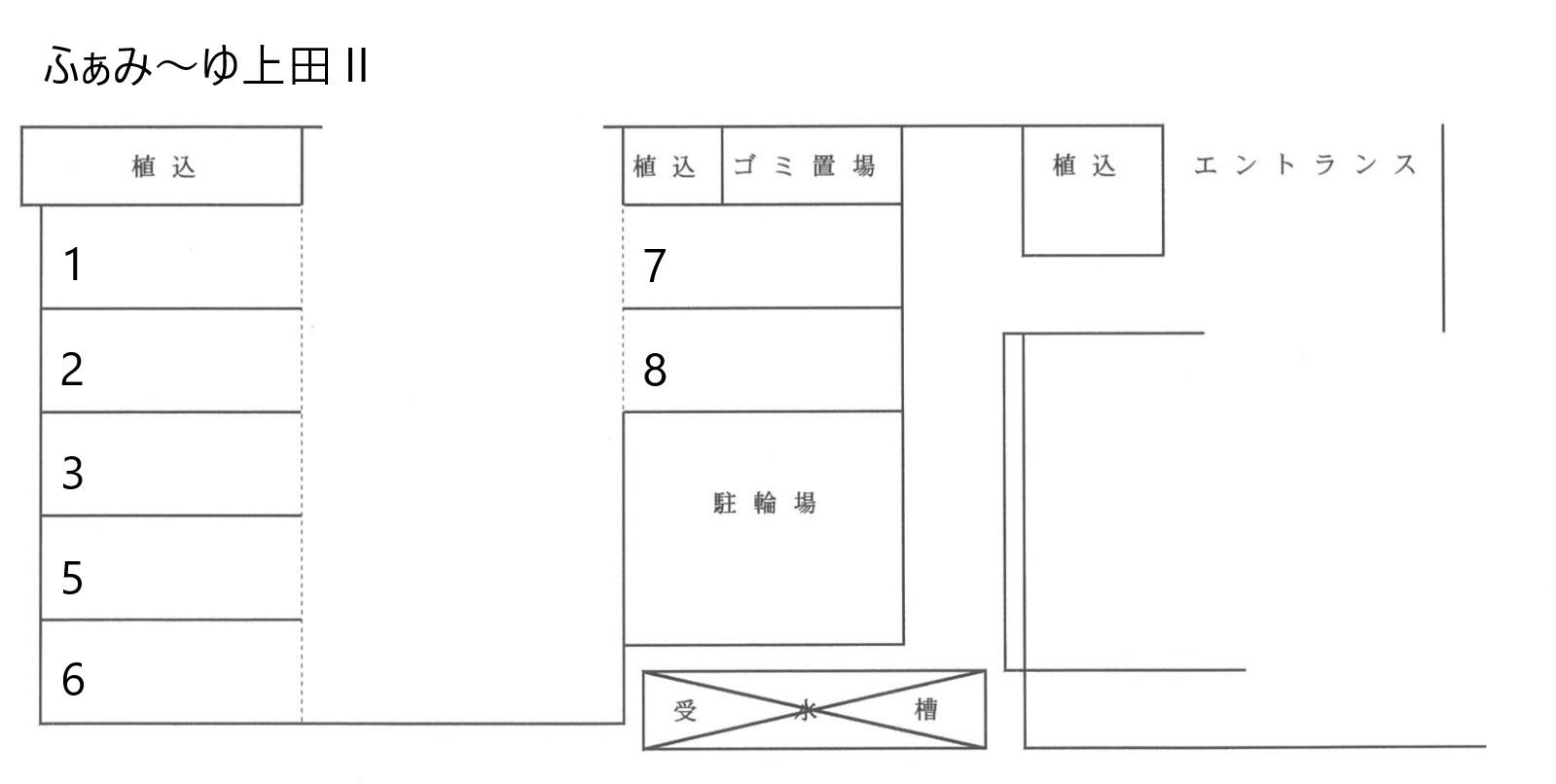 ふぁみ～ゆ上田Ⅱ駐車場の駐車配置図