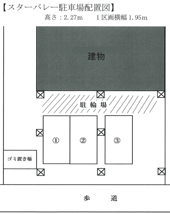 スターバレー駐車場の駐車配置図