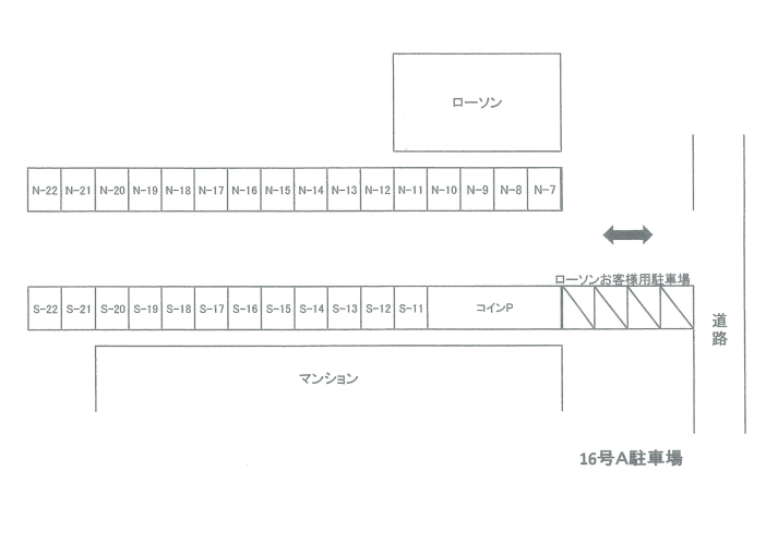 １６号Ａ駐車場の駐車配置図