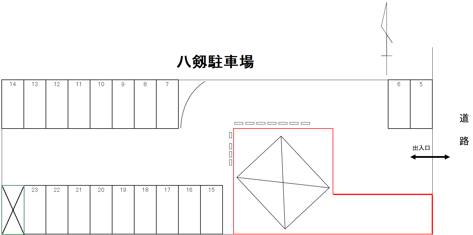 八剱駐車場の駐車配置図