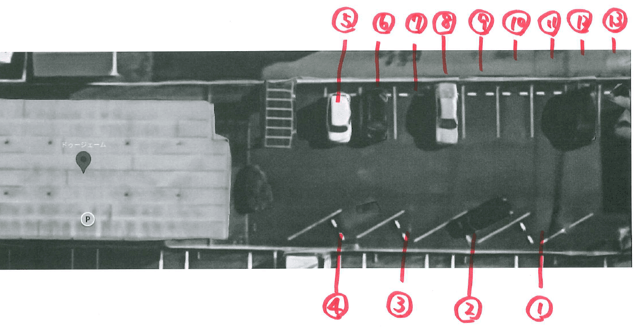 ドゥージェーム駐車場の駐車配置図