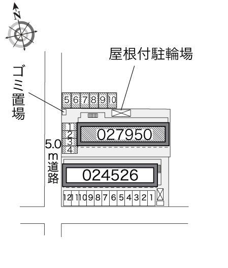 サスジュウ　Ⅱ(27950)　敷地外駐車場の駐車配置図