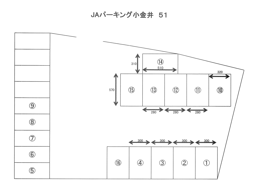 JAパーキング小金井51の駐車配置図