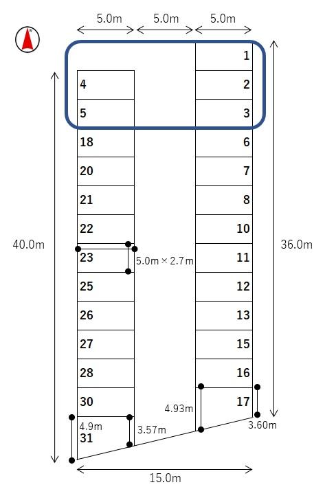 中谷モータープールの駐車配置図