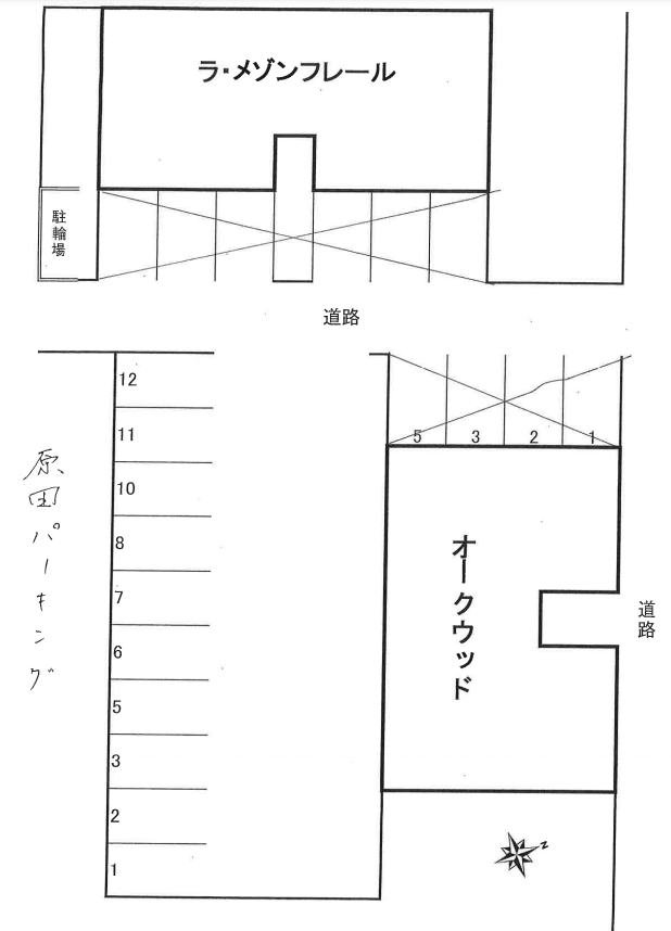 原田パーキングの駐車配置図