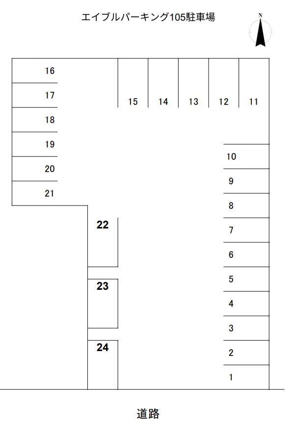 エイブルパーキングNO105駐車場の駐車配置図