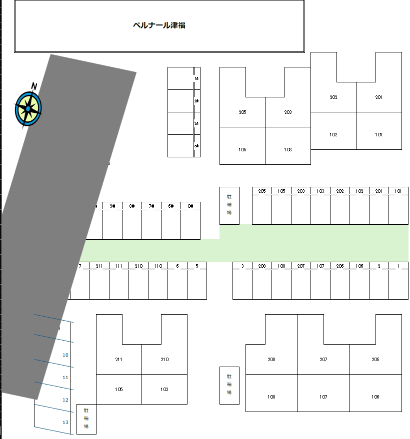 ベルナール津福の駐車配置図
