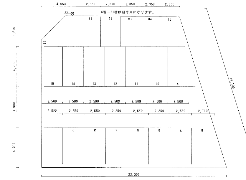 新宅ガレージの駐車配置図