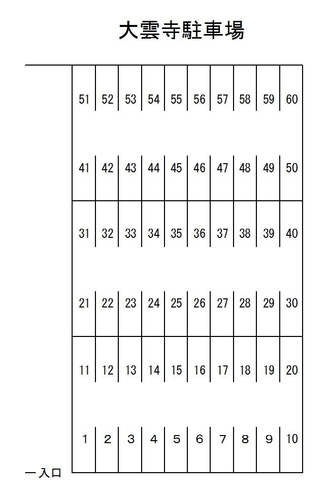 大雲寺駐車場の駐車配置図