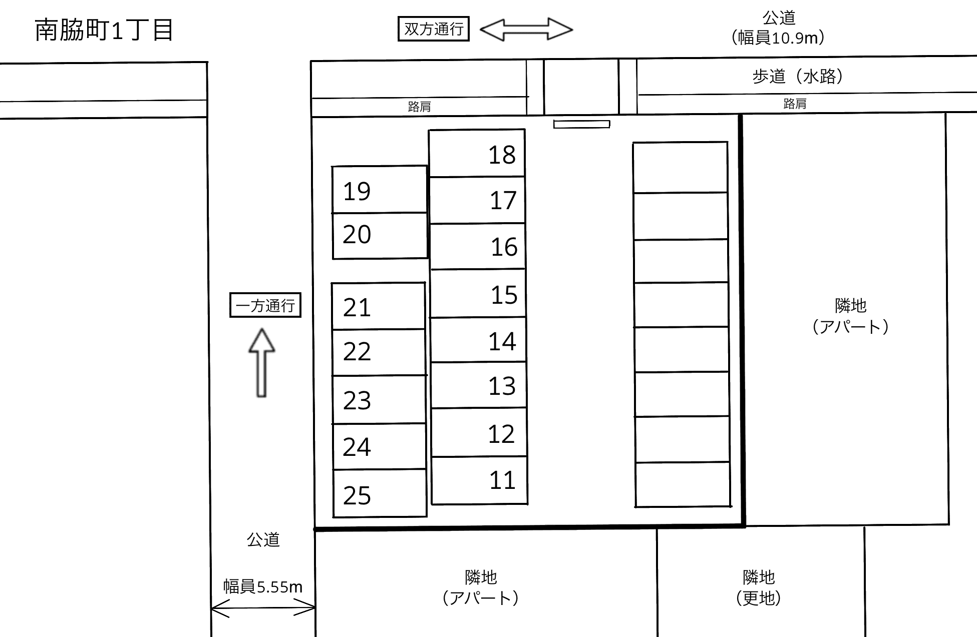 南脇町１丁目の駐車配置図