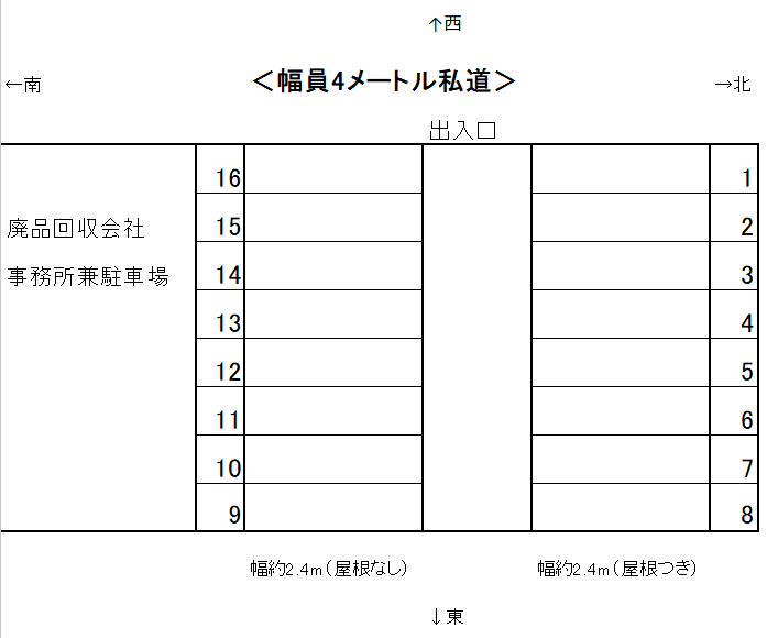 グリーンパーキング鷺宮第2駐車場の駐車配置図