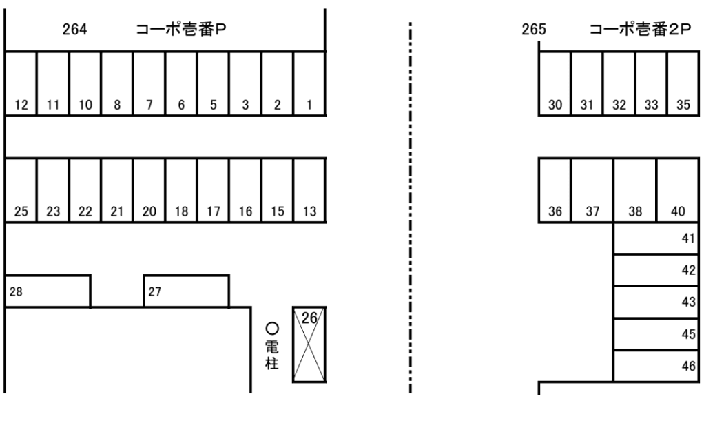 コーポ壹番２駐車場の駐車配置図