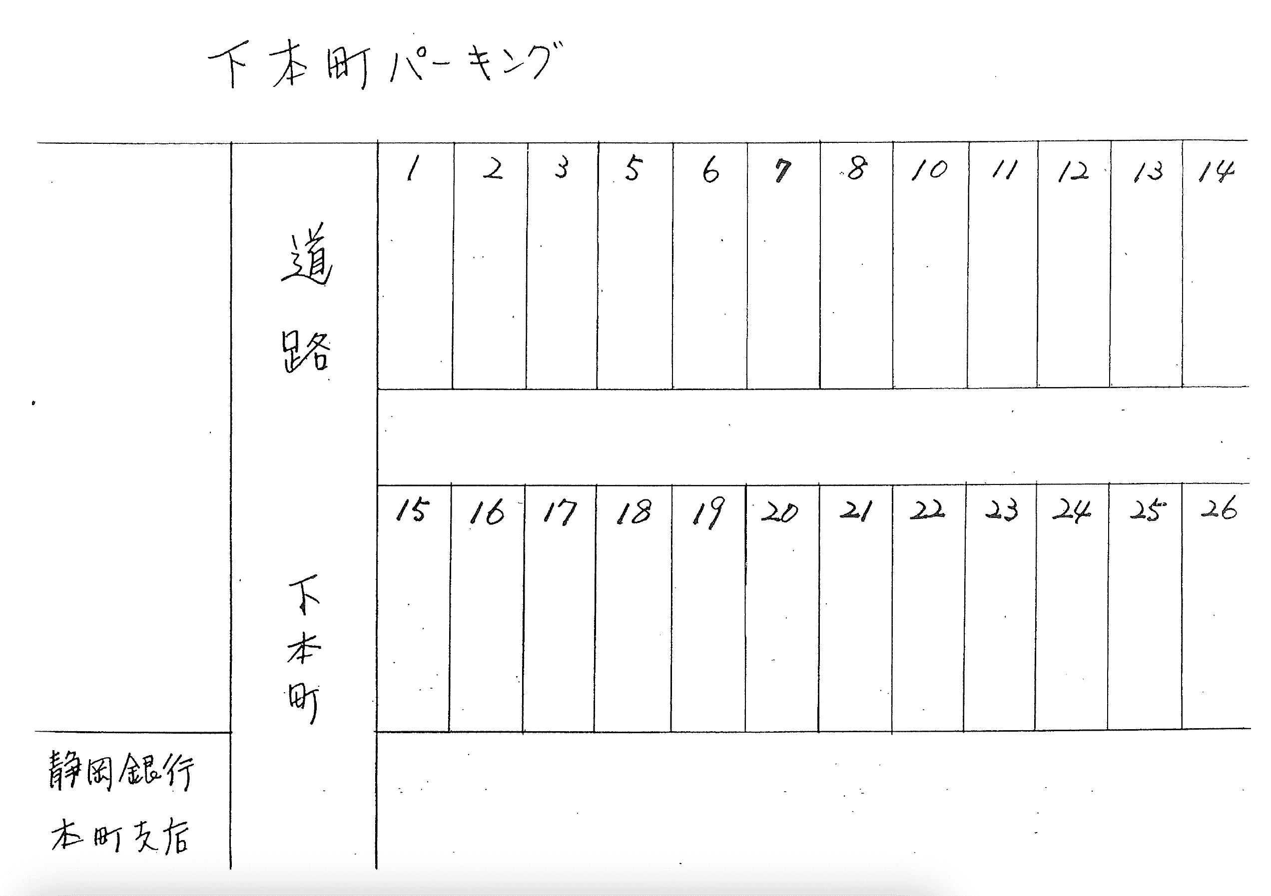 下本町パーキングの駐車配置図