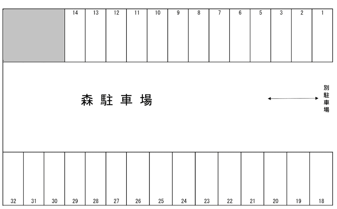 森駐車場(砂利)の駐車配置図