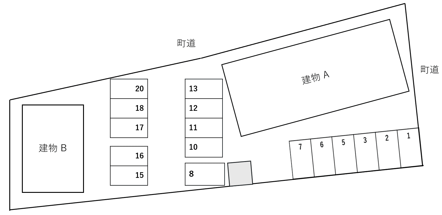ｸﾞﾗﾝｼｬﾘｵT＆A Ⅰ･Ⅱ別駐車場の駐車配置図