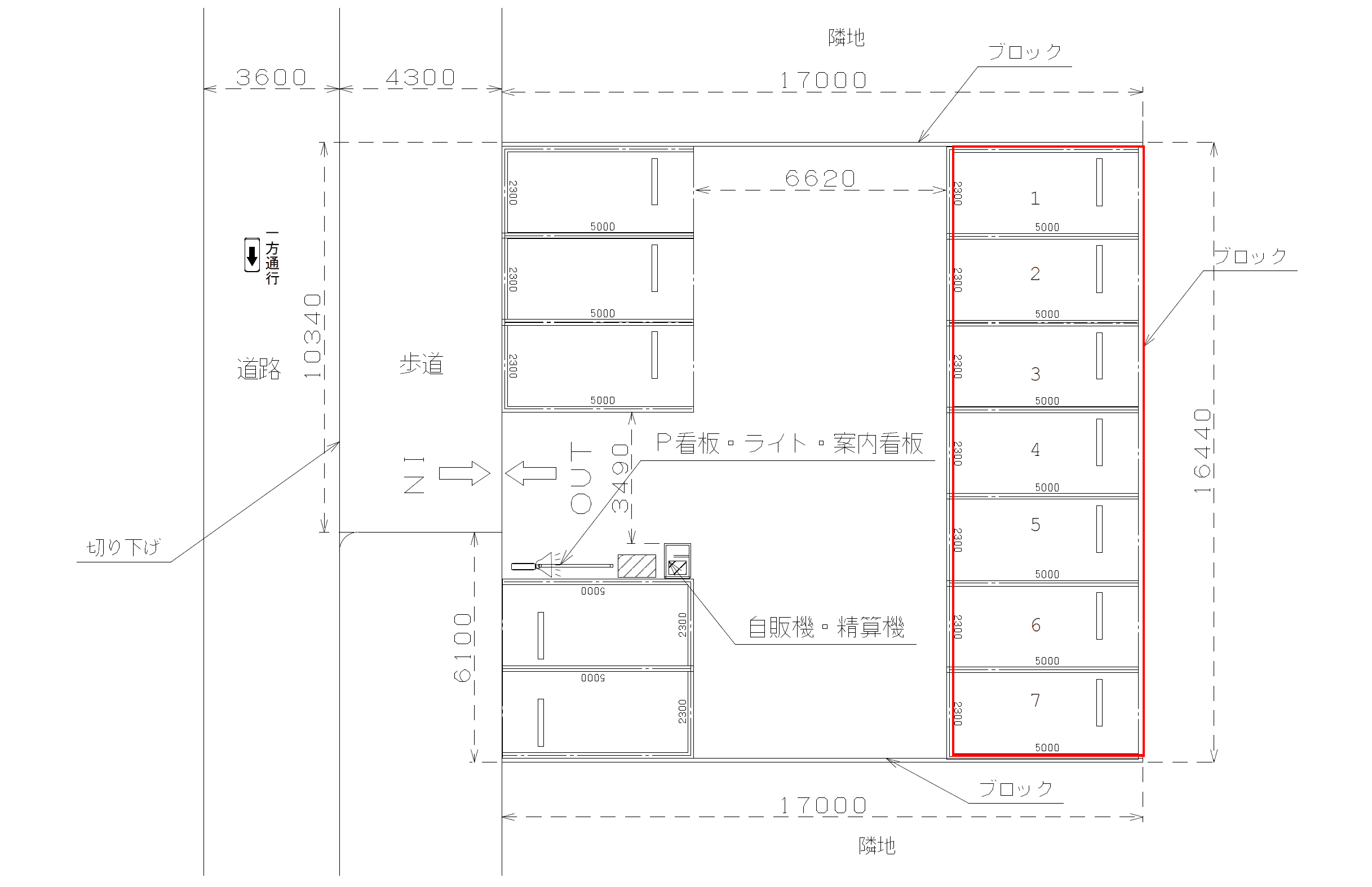 エコロパーク 北田辺第3の駐車配置図