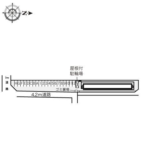 ノースウエスト橿原(16451)の駐車配置図