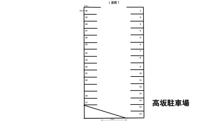 高坂駐車場の駐車配置図
