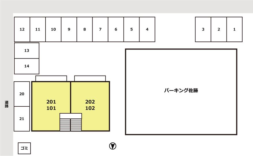 コーポ佐藤月極駐車場の駐車配置図