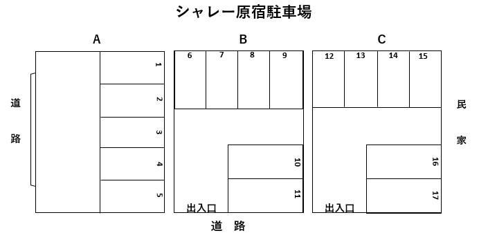 シャレー原宿駐車場の駐車配置図
