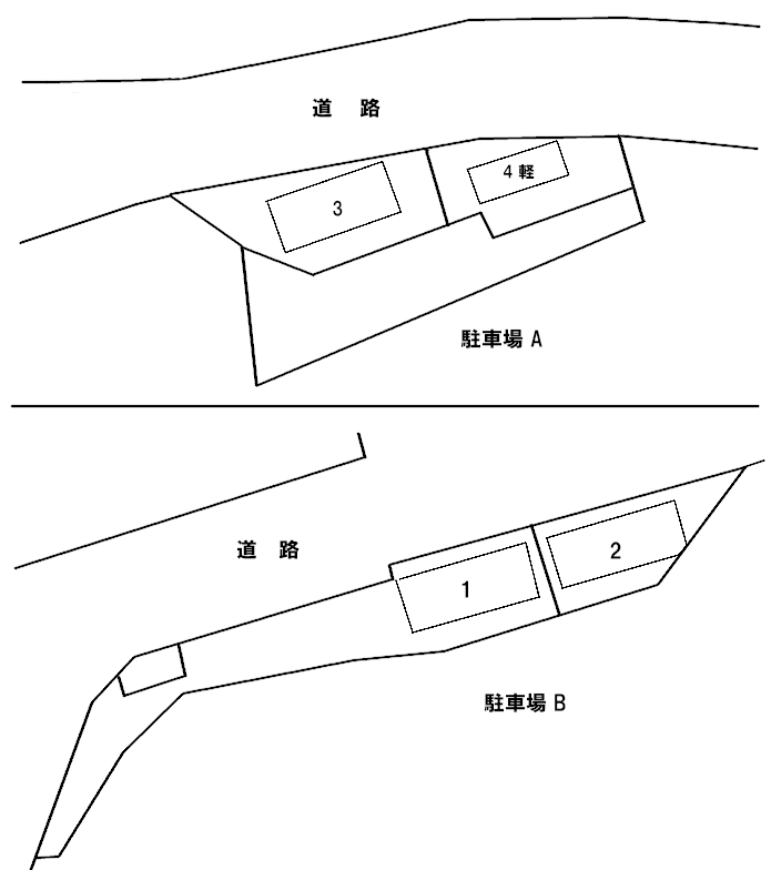 鴨居6丁目SEIKEN駐車場A・駐車場Bの駐車配置図