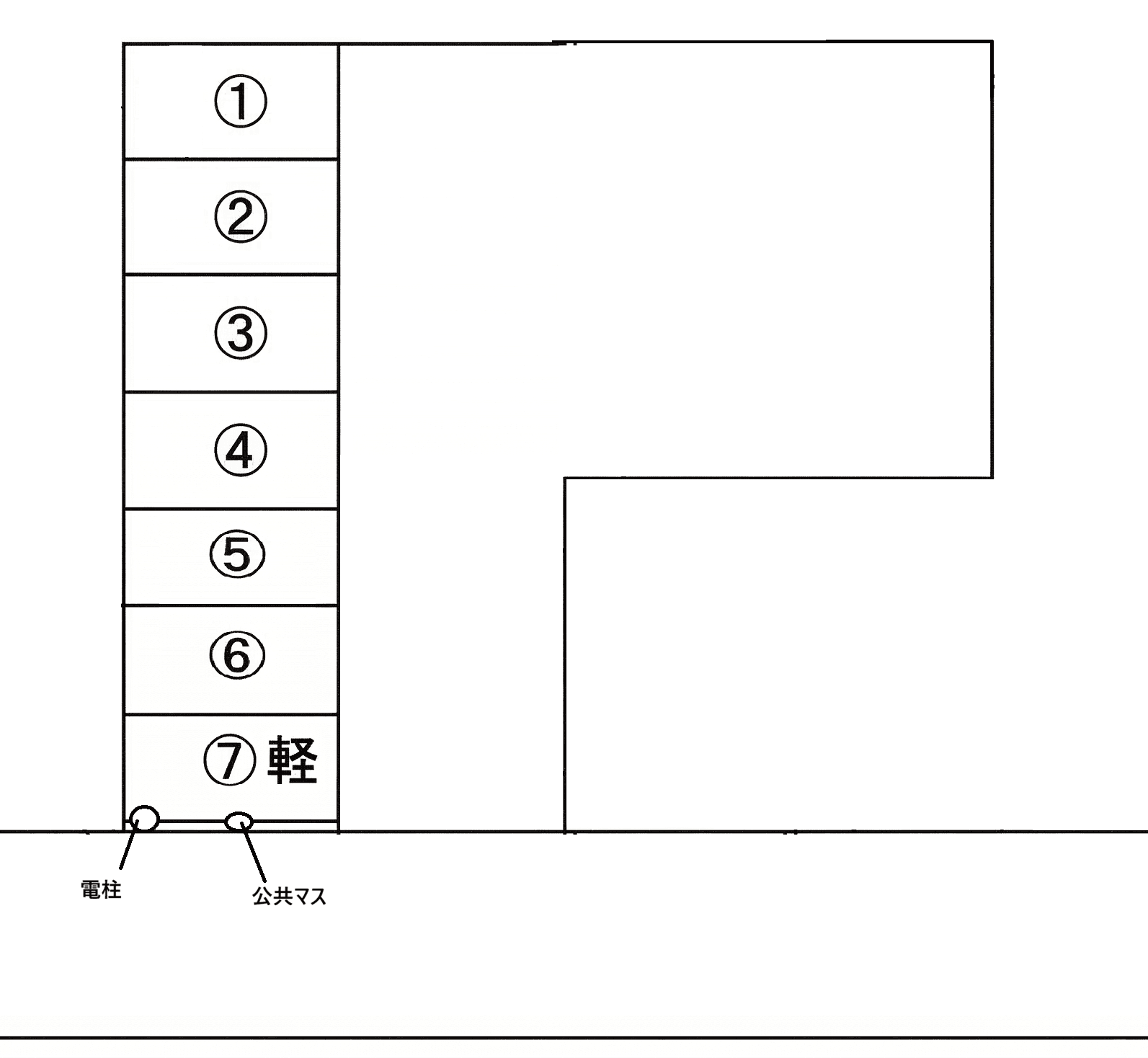 元今泉4丁目白楊通り駐車場の駐車配置図