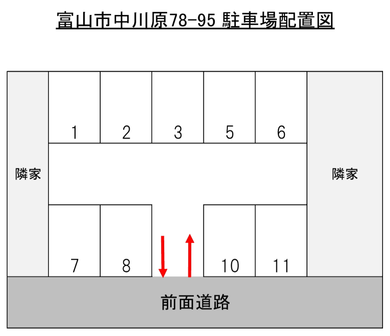 富山市中川原78-95駐車場の駐車配置図