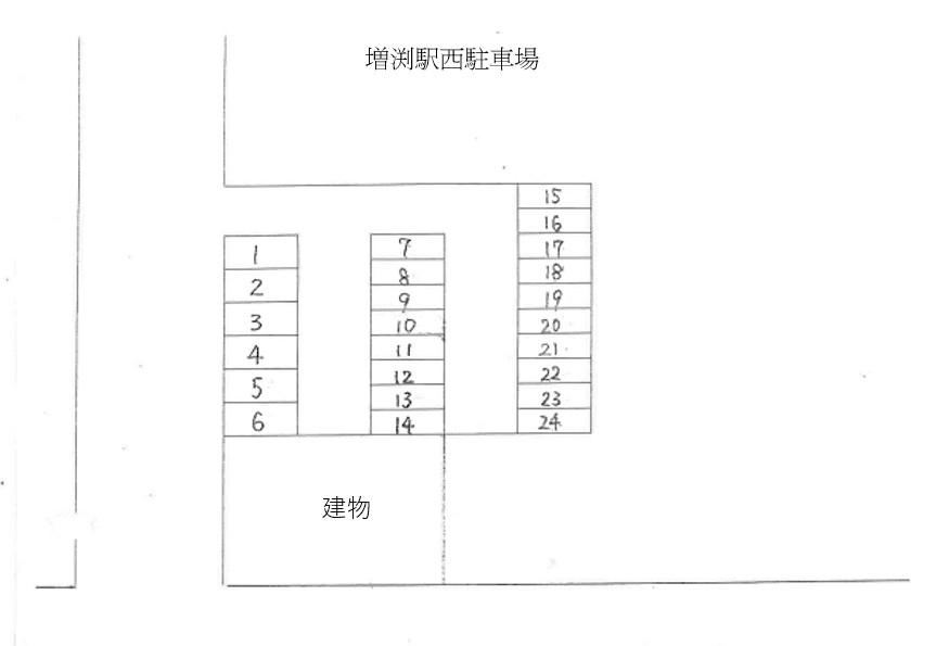 増渕駅西駐車場の駐車配置図