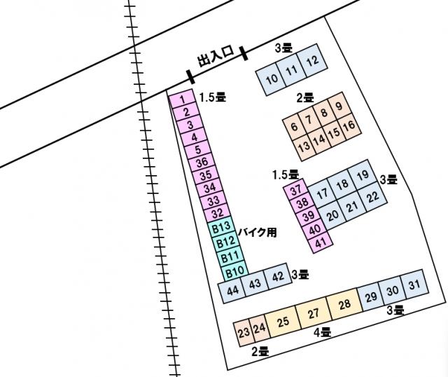 トランクルーム岩沼市桑原三丁目の駐車配置図