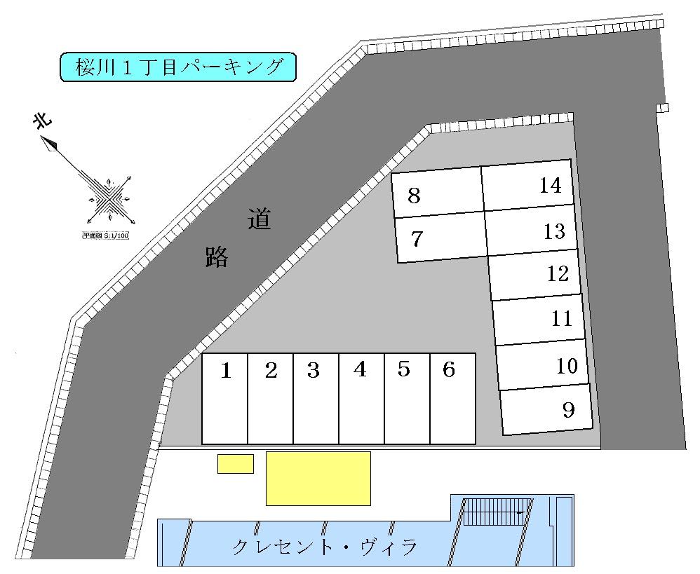 桜川１丁目パーキングの駐車配置図