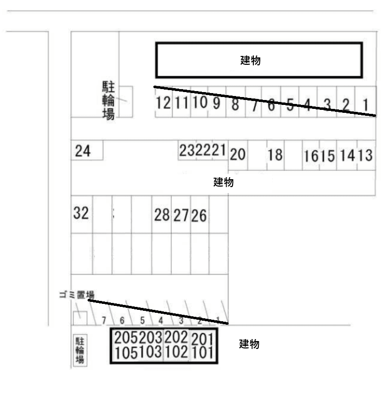 サニーパーク　駐車場の駐車配置図