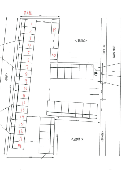 富野荘駅前第１の駐車配置図