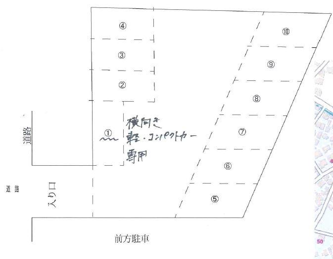 松浪・浅岡駐車場の駐車配置図