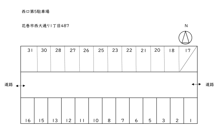 西口第5駐車場の駐車配置図