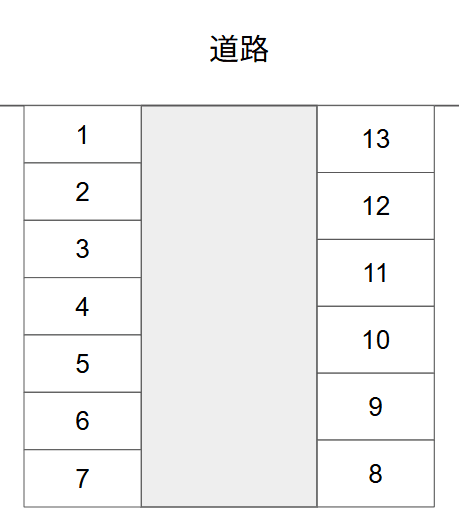 竹原北駐車場の駐車配置図
