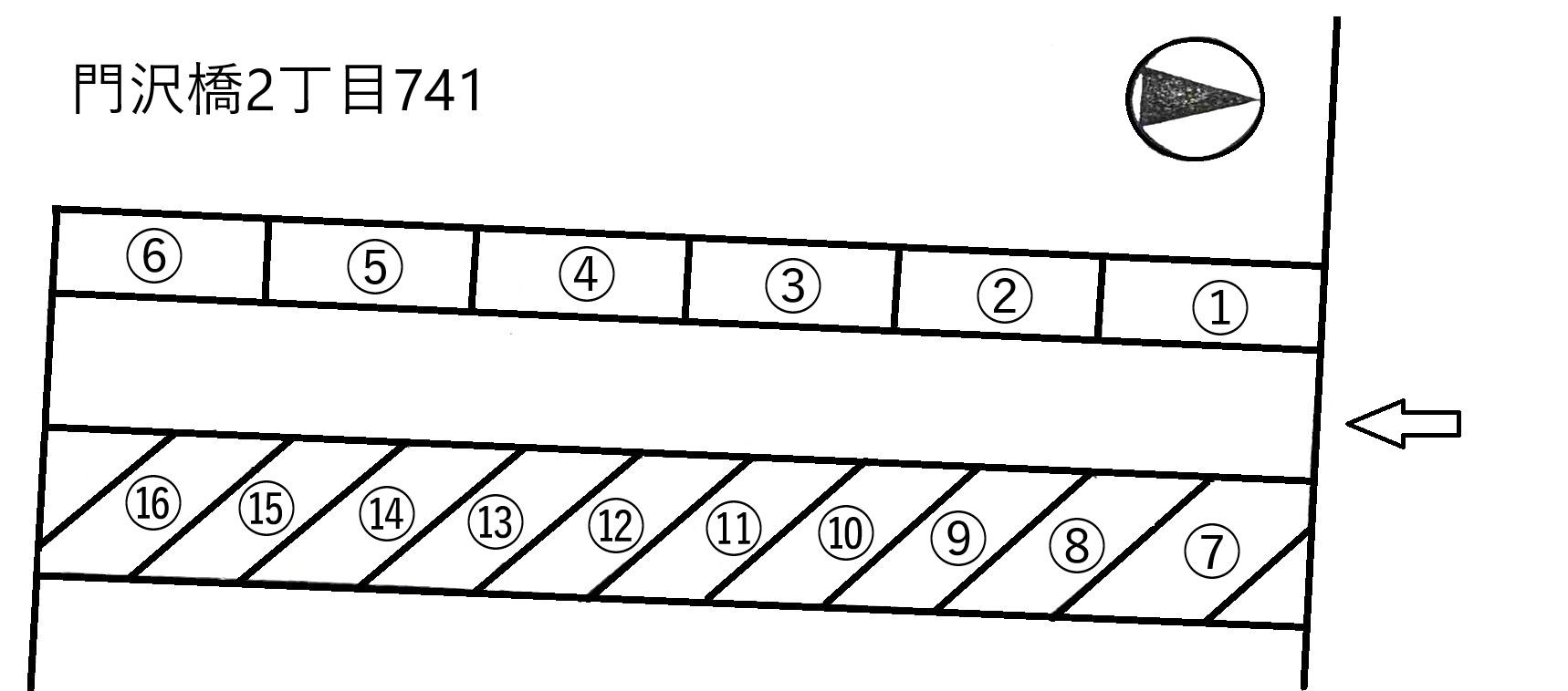 門沢橋2丁目741の駐車配置図