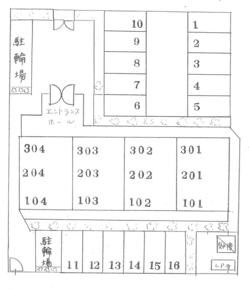 ファミリアコートの駐車配置図