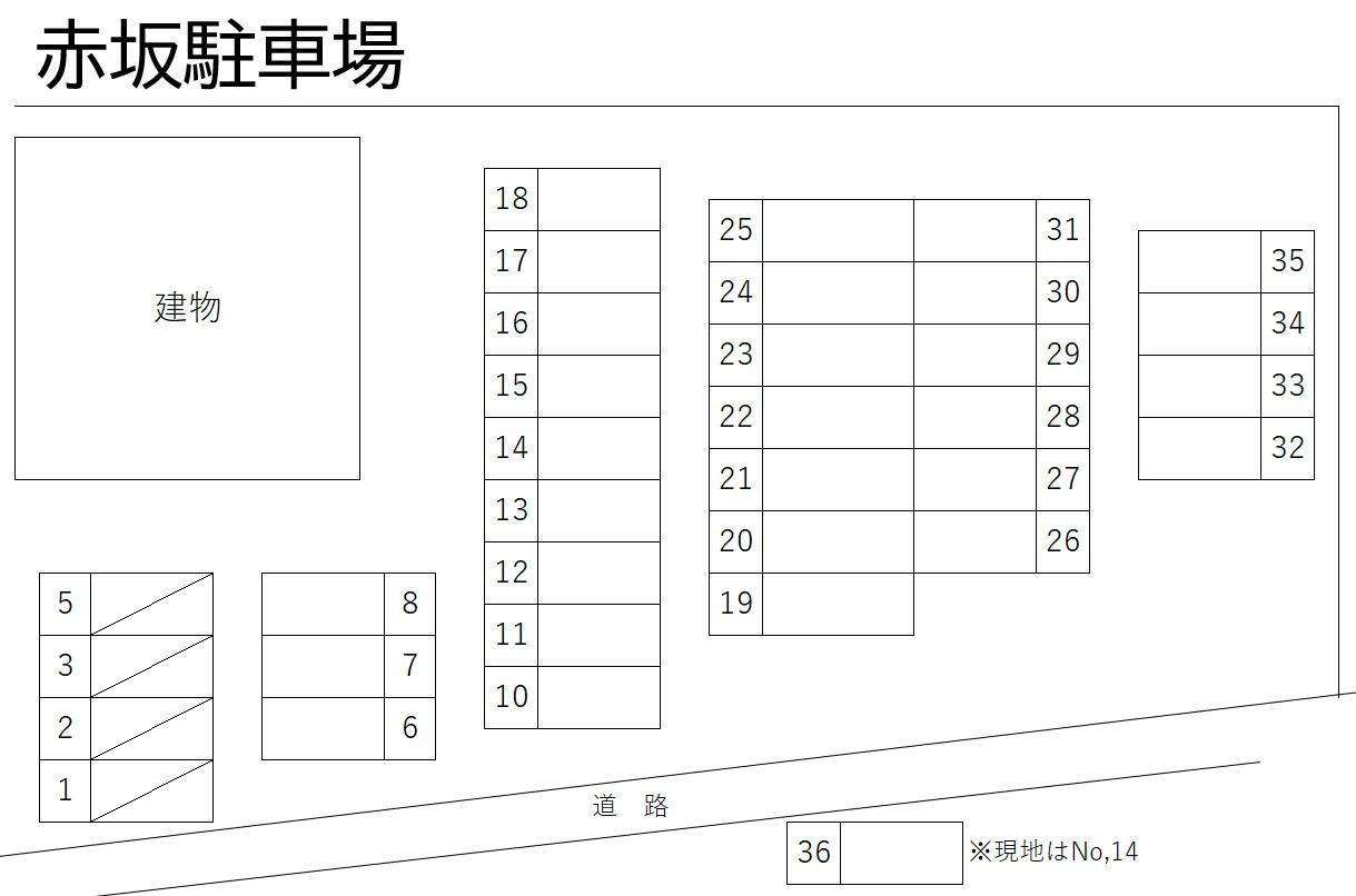 赤坂駐車場の駐車配置図