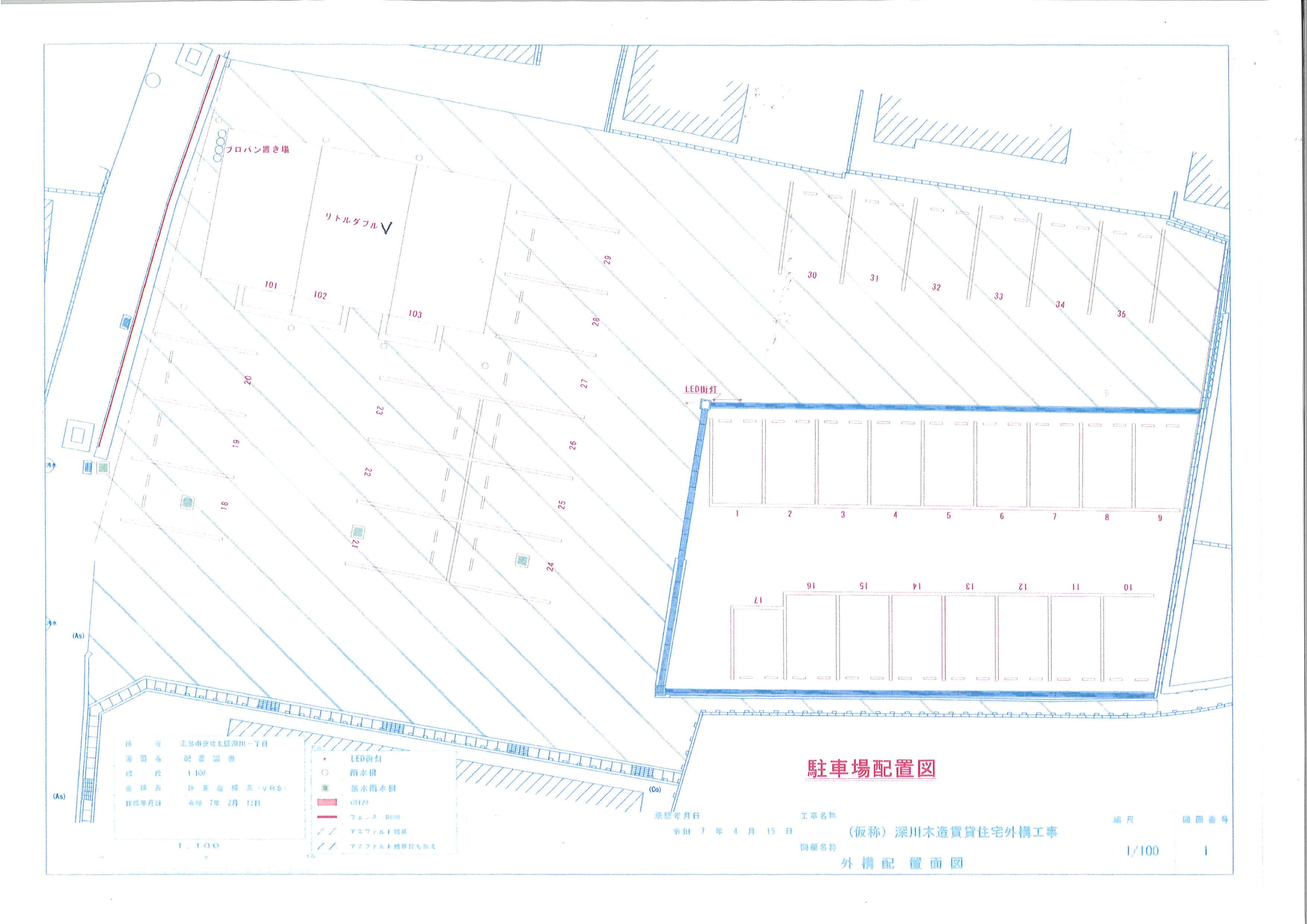 小西駐車場の駐車配置図