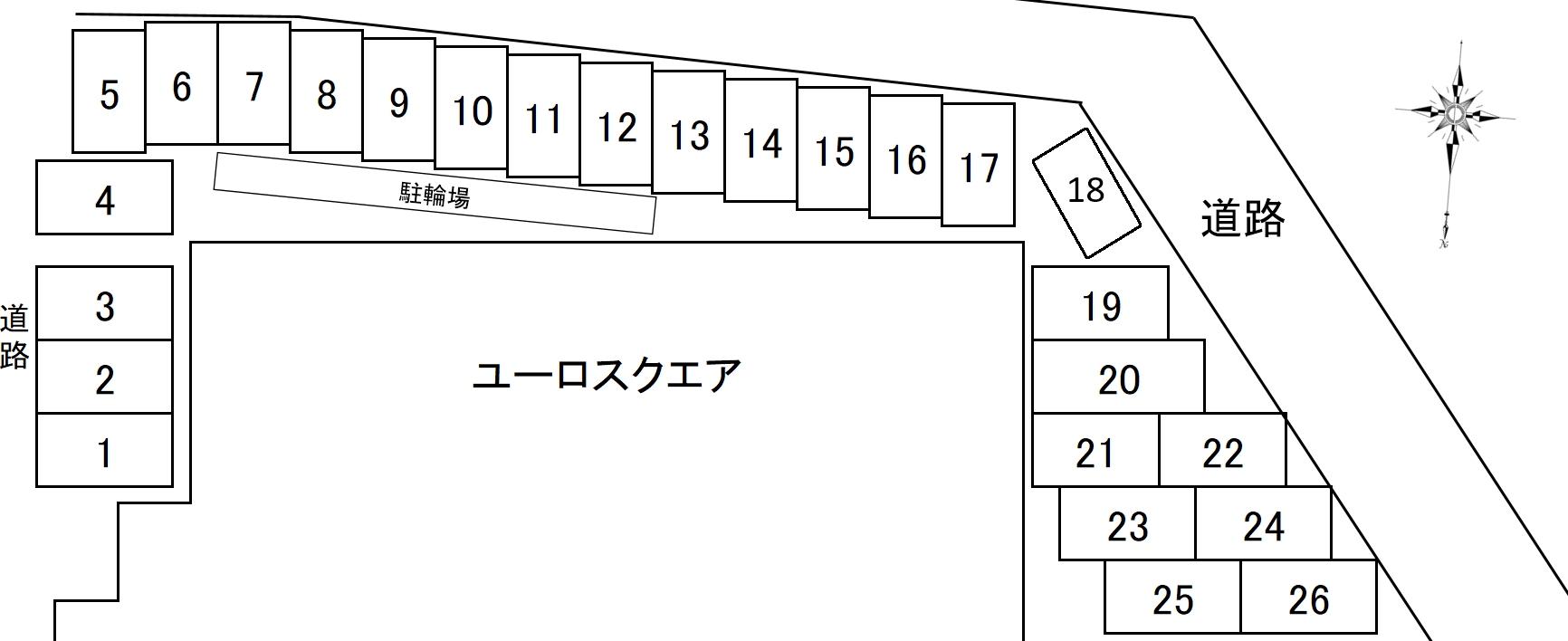 PDユーロスクエア敷地内駐車場の駐車配置図