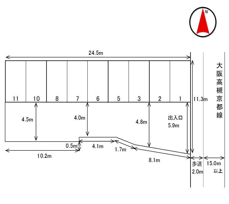森脇モータープールの駐車配置図