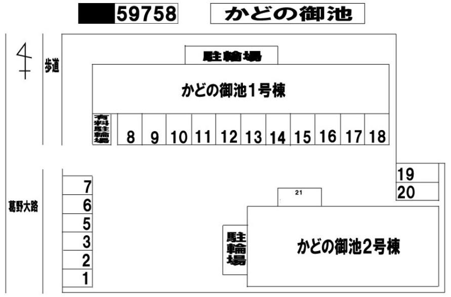かどの御池　１号棟の駐車配置図
